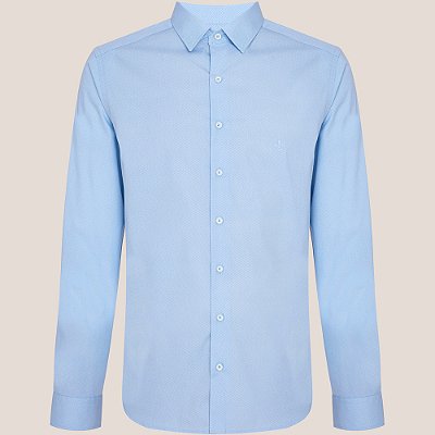 Camisa Dudalina Milano Miniprint Ve26 Azul Masculino
