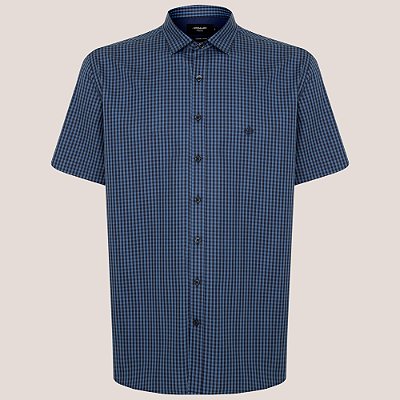 Camisa Dudalina Comfort Xadrez Pr26 Azul Escuro Masculino