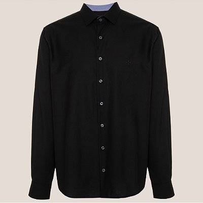 Camisa Dudalina Comfort Trico Lisa Ve26 Preto Masculino