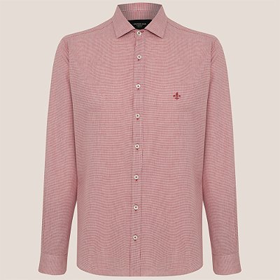 Camisa Dudalina Comfort Listrada Ve26 Vermelho Masculino
