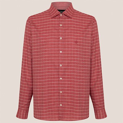 Camisa Dudalina Comfort Oxford Xadre Ve26 Vermelho Masculino
