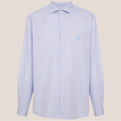 Camisa Slim Dudalina Micro Vichy Ve26 Azul Masculino