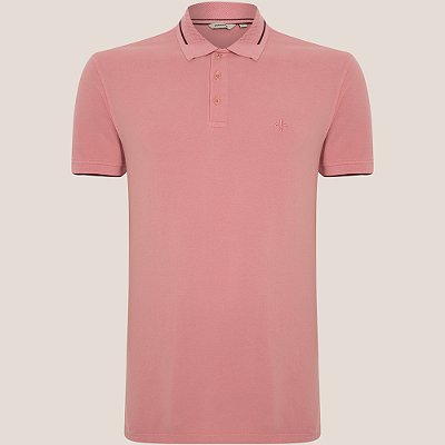 Camisa Polo Dudalina Piquet Jacquard Ve26 Rosa Masculino