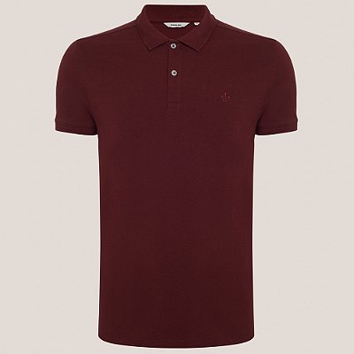 Camisa Polo Dudalina Piquet Mescla Ve26 Bordô Masculino