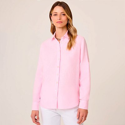 Camisa Dudalina Regular Linho Ve26 Rosa Feminino