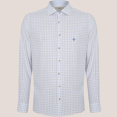 Camisa Slim Dudalina Oxford Xadrez Ve26 Branco Masculino
