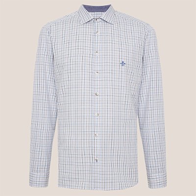 Camisa Dudalina Milano Xadrez Ve26 Azul Masculino