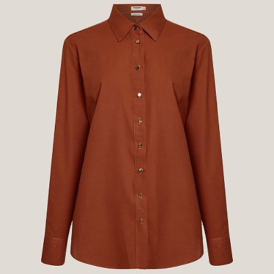 Camisa Dudalina Relaxed Lisa Ve26 Marrom Feminino