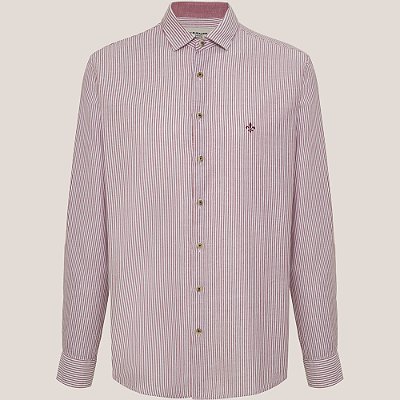 Camisa Dudalina Comfort Oxford Listras Ve26 Bordô Masculino