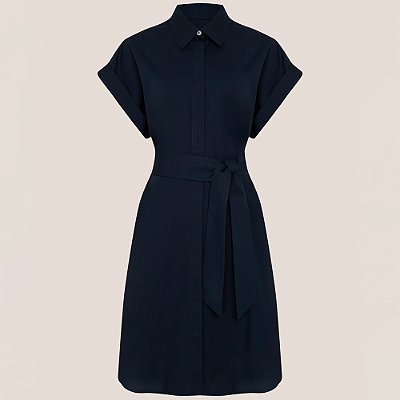 Vestido Chemise Dudalina Curto Liso Ve26 Azul Feminino