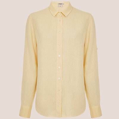 Camisa Dudalina Regular Linho Ve26 Amarelo Feminino