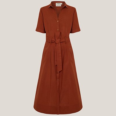 Vestido Chemise Dudalina Midi Liso Ve26 Laranja Feminino