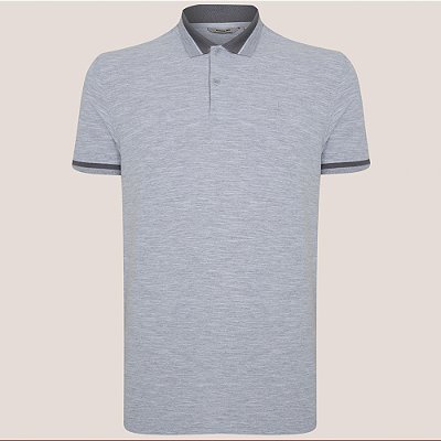 Camisa Polo Dudalina Gola Jacquard Pr26 Cinza Masculino