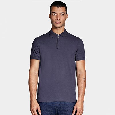 Camisa Polo Aramis Piquet Zip Ve26 Azul Masculino