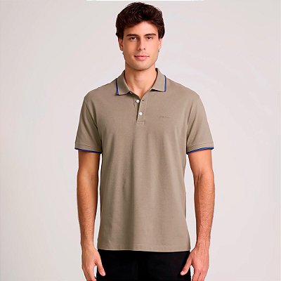Camisa Polo John John Regular 2 Lines Ve26 Bege Masculino