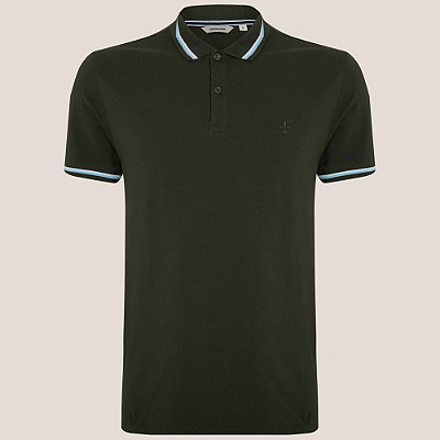 Camisa Polo Dudalina Gola Jacquard Pr26 Verde Masculino
