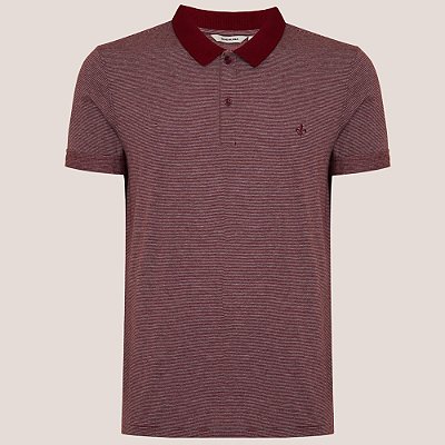 Camisa Polo Dudalina Microlistra Jersey Pr26 Bordô Masculino