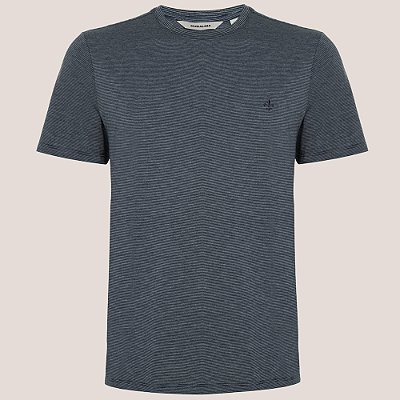 Camiseta Dudalina Mini Listras Pr26 Marinho Masculino