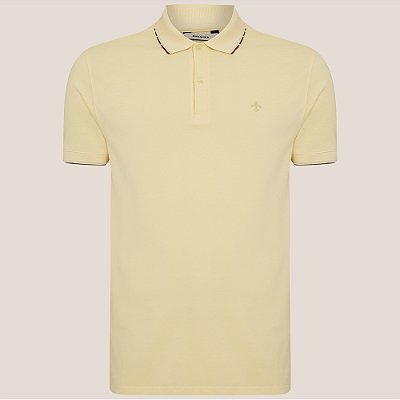 Camisa Polo Dudalina Jacquard Frisos Ve26 Amarelo Masculino
