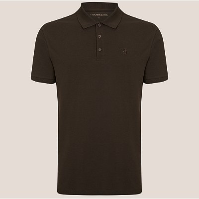 Camisa Polo Dudalina Essential Ve26 Marrom Masculino