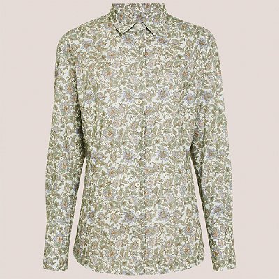 Camisa Slim Dudalina Floral Ve26 Verde Feminino