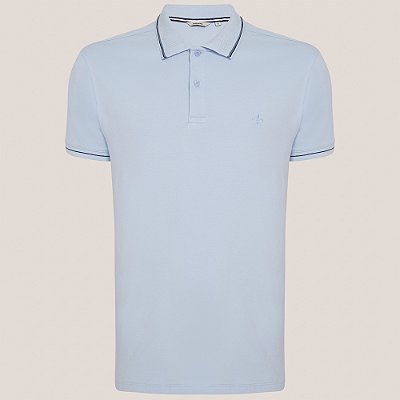 Camisa Polo Dudalina Jacquard Gola Ve26 Azul Masculino