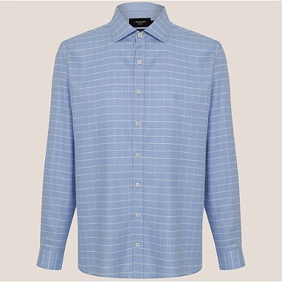 Camisa Dudalina Comfort Oxford Xadrez Ve26 Azul Masculino