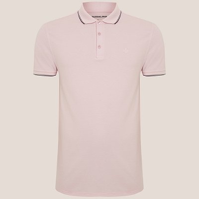 Camisa Polo Dudalina Frisos Degradê Ve26 Rosa Masculino