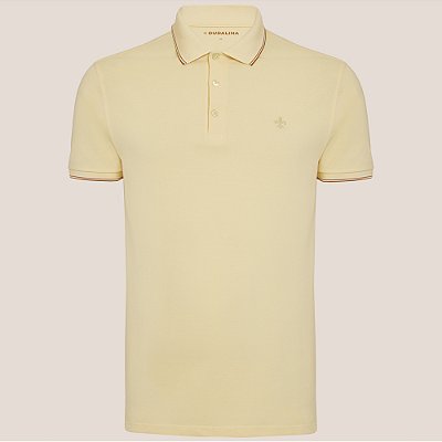 Camisa Polo Dudalina Frisos Degradê Ve26 Amarelo Masculino