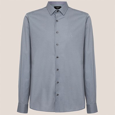 Camisa Slim Dudalina Trico Lisa Ve26 Cinza Masculino