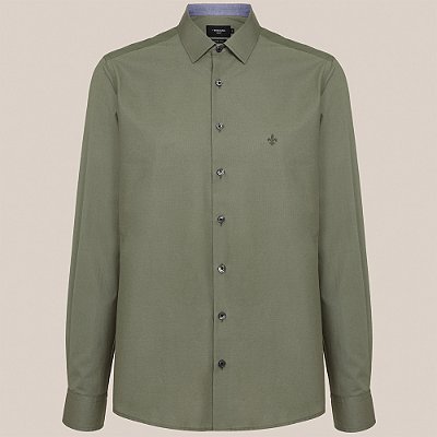 Camisa Slim Dudalina Trico Lisa Ve26 Verde Masculino