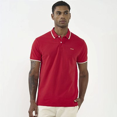 Camisa Polo Colcci 3 Listras Av26 Vermelho Masculino
