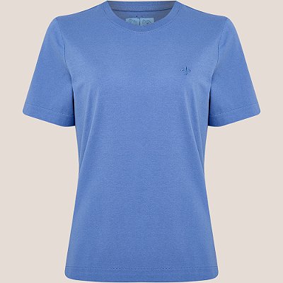 Blusa Dudalina Logo Relevo Ve26 Azul Feminino