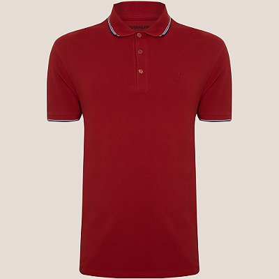 Camisa Polo Dudalina Frisos Degradê Ve26 Vermelho Masculino