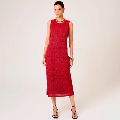 Vestido Dudalina Regata Texture Ve26 Vermelho Feminino