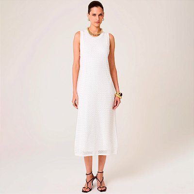 Vestido Dudalina Regata Texture Ve26 Off White Feminino
