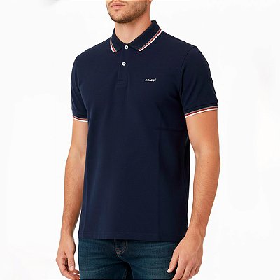 Camisa Polo Colcci 3 Listras Av26 Marinho Masculino