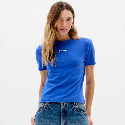 Camiseta Easy Lança Perfume Babylook Silk Ve26 Azul Feminino