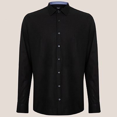 Camisa Dudalina Comfort Tricot Lisa Ve26 Preto Masculino