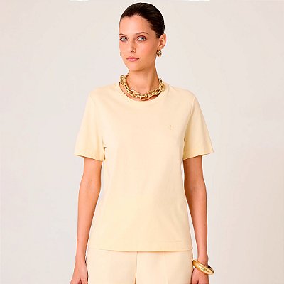 Blusa Dudalina Logo Relevo Ve26 Amarelo Feminino