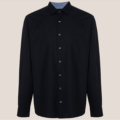 Camisa Dudalina Comfort Trico Lisa Ve26 Marinho Masculino