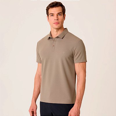 Camisa Polo Dudalina Malha Tech Texture Pr26 Bege Masculino