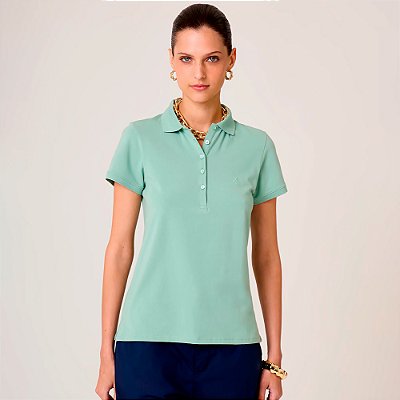 Camisa Polo Dudalina Pima Touch Ve26 Verde Feminino