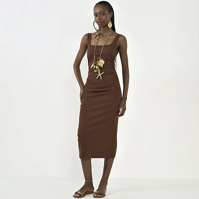 Vestido Colcci Canelado Ve26 Marrom Feminino