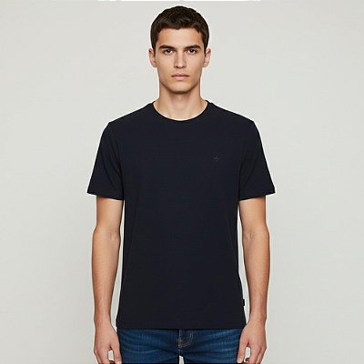 Camiseta Dudalina Malha Geométrica Ve26 Marinho Masculino