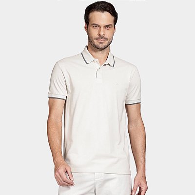 Camisa Polo Aramis Classic Friso Ve26b Bege Masculino