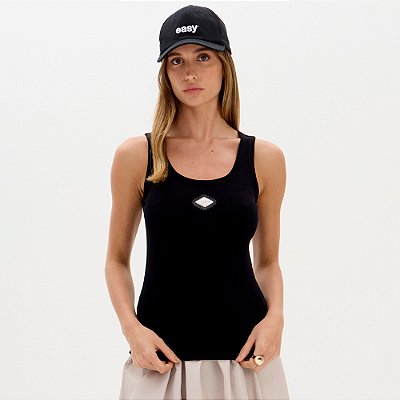 Regata Easy Lança Perfume Canelada Placa Ou26 Preto Feminino