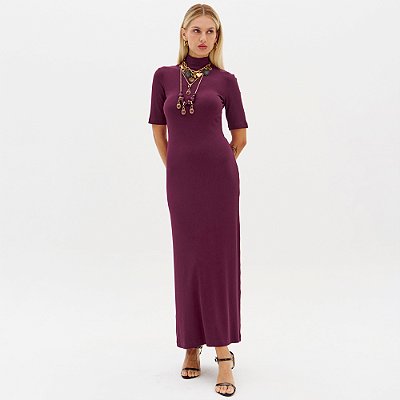 Vestido Super Mid Lança Perfume Canelado Ou26 Bordô Feminino