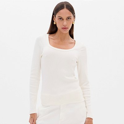 Blusa Lança Perfume Canelada Ou26 Off White Feminino