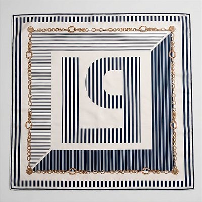 Lenço Lança Perfume Acetinado Estampado Ou26 Azul Feminino